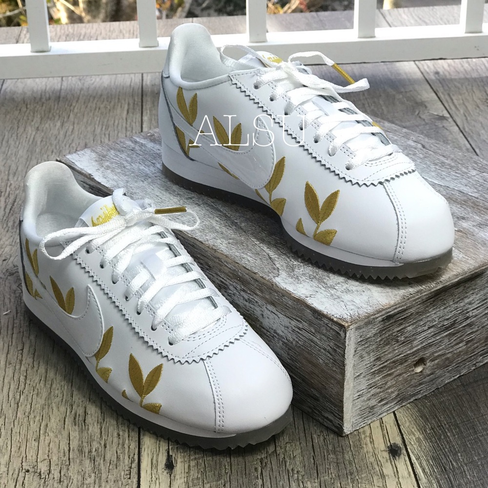 NWT Classic Cortez White Metallic Gold W AUTHENTIC - Picture 2 of 8